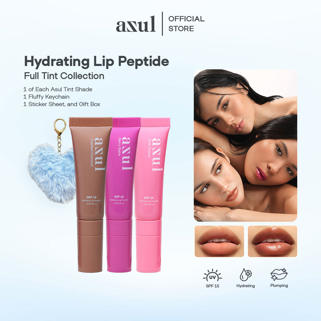 [Bundle of 3 - All Shades] Asul Hydrating Lip Peptide | SPF 15 Protection | Tinted Lip Treatment | Shea Butter & Menthol