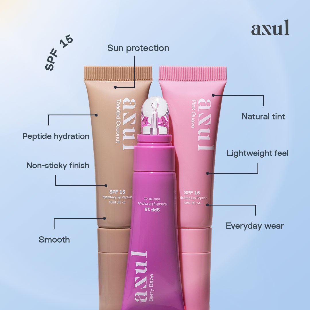[Bundle of 3 - All Shades] Asul Hydrating Lip Peptide | SPF 15 Protection | Tinted Lip Treatment | Shea Butter & Menthol